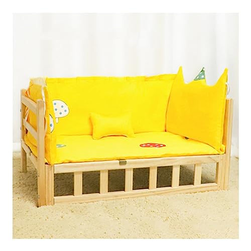 Katzenbett, Hundebett, Katzenbett, beruhigendes Katzenbett, Hundebett aus Holz, geeignet für kleine bis mittelgroße Hunde und Katzen, Bettlänge 111,8 cm. (Farbe: A1, Größe: 114 x 60 cm) (A1 75 x 50 von GFHSUIEUUUUBF