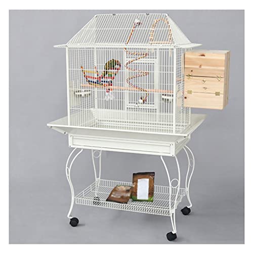 Vogelkäfig Dachfliege Vogelkäfig Papageienkäfig mit Brutkasten und mobilem Chassis Weiß Großer Vogelkäfig für kleine Papageien, Finken, Lovebirds Papageienkäfig Vogelkäfig Dachfliege Vogelkäfig Papageienkäfig mit Brutkasten und mobilem Chassis Weiß Großer Vogelkäfig für kleine Papageien, Finken, Lovebirds Papageienkäfig von GFHTRELY