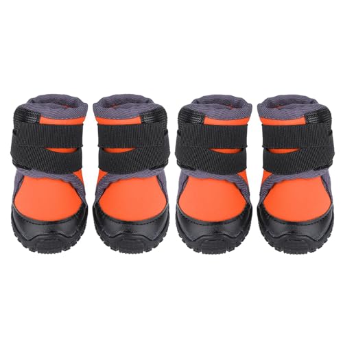 4 Stück Hundeschuhe Für Kleine Hunde, Stiefel, Atmungsaktive Hundestiefel, Pfotenschutz Für Spaziergänge Im Freien, Robuste, rutschfeste Sohle(90-Orange) von GFRGFH