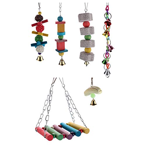 6 Stück Vogel Papagei Spielzeug hängende Glocke Haustier Vogelkäfig Hängematte Schaukel Spielzeug hängendes Spielzeug einfach zu bedienen von GFRGFH