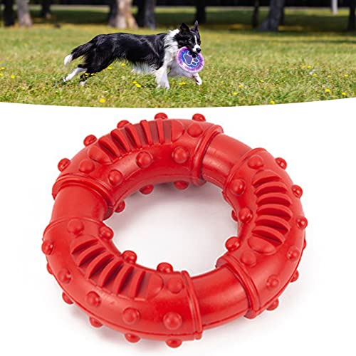 GFRGFH Hundegummi-Zähneknirschen, Donut, Bissfest, Anti-Rutsch-Ringform, Zahnreinigungsspielzeug Für Haustiere(Rot) von GFRGFH