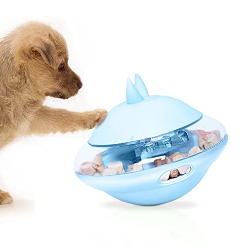 GFRGFH Pet Treat Dispenser Ball Bissfest Interaktive 360-Grad-Drehung Pet Slow Feeder Puzzle Ball Spielzeug Für Haustier Hund Katze(Blau) von GFRGFH