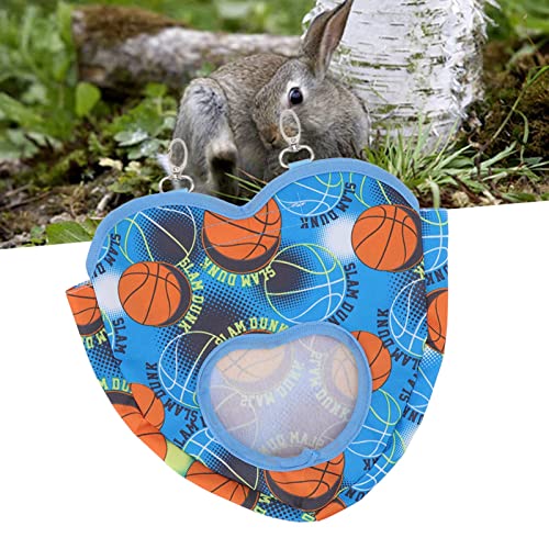 Kaninchen Heu Feeder Tasche, Hamster Zubehör Hängende Aufbewahrung Tasche für Lebensmittel, Heu Feeder Aufbewahrung für Kleintiere, Hängende Fütterung Tasche mit Cartoon-Herz Muster(Blau) von GFRGFH