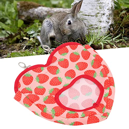 Kaninchen Heu Feeder Tasche, Hamster Zubehör Hängende Aufbewahrung Tasche für Lebensmittel, Heu Feeder Aufbewahrung für Kleintiere, Hängende Fütterung Tasche mit Cartoon-Herz Muster(Rot) von GFRGFH