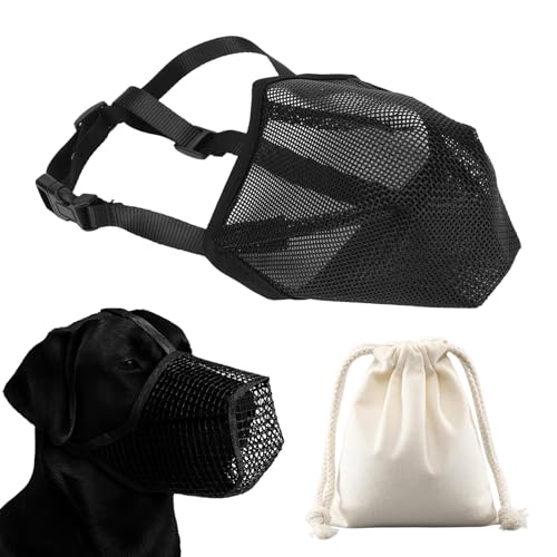 Maulkorb für Hunde, Atmungsaktive Haustier Maske Hundetraining, Verstellbares Gurtband, Aufbewahrungstasche, für Maulkörbe von mittleren Hunden Verhinderung von Bellen, Beißen und Kauen(L) von GFTCGK