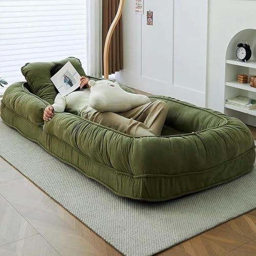 GFXYQPDNV Großes Sitzsackbett, Klappsofa, Bodenmatratze für Erwachsene, großes menschliches Hundebett mit 6 Positionen verstellbarer Rückenlehne, extra dickes Bodensofa mit abnehmbarem von GFXYQPDNV