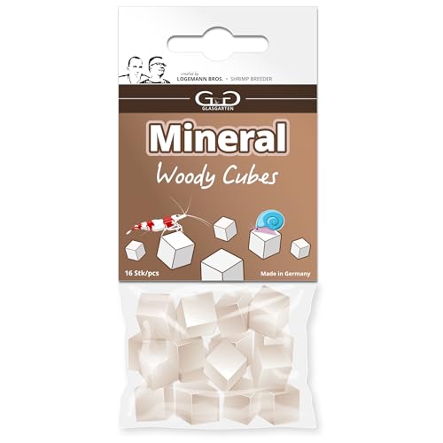 GlasGarten Mineral Woody Cubes | 16 STK. – Ergänzungsfutter/Mineralfutter für Ziergarnelen, Schnecken & Krebse mit Mineralstoffen & Holzfasern von GlasGarten