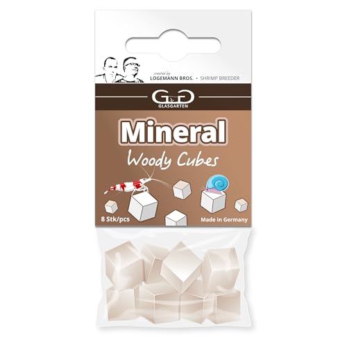 GlasGarten Mineral Woody Cubes | 8 STK. – Ergänzungsfutter/Mineralfutter für Ziergarnelen, Schnecken & Krebse mit Mineralstoffen & Holzfasern von GlasGarten