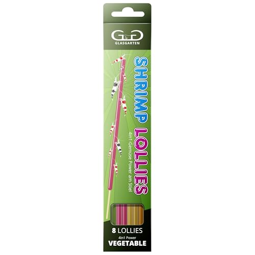 GlasGarten Shrimp Lollies 4in1 Gemüse Power | 8 STK. / 20 cm – Futtersticks für Ziergarnelen, mit 4 verschiedenen Geschmacksrichtungen, hochwertige Futterpaste am Stil von GlasGarten