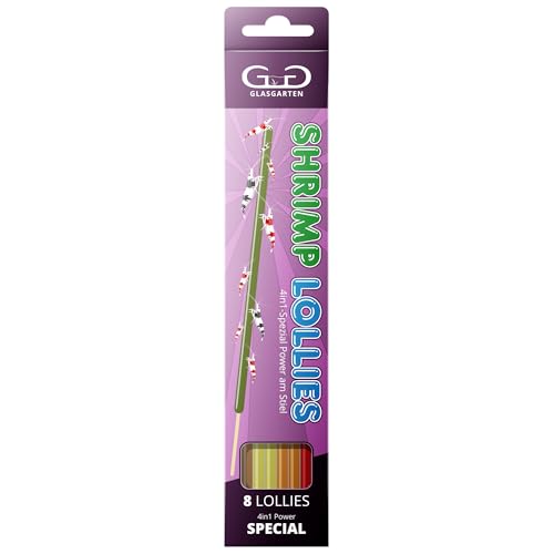 GlasGarten Shrimp Lollies 4in1 Spezial Power | 8 STK. / 20 cm – Futtersticks für Ziergarnelen, mit 4 verschiedenen Geschmacksrichtungen, hochwertige Futterpaste am Stil von GlasGarten