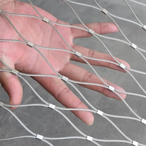 Edelstahl-Seilnetz, Drahtseil-Zaundraht, Treppenschutznetz, gewebtes Netz, Gartennetz for Balkon und Bauernhof, multifunktionales Metallgitter (2 x 10 m)(1x10m) von GGFFJ
