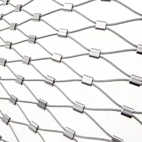 Edelstahl-Seilnetz, Flexibles Kabel-Balustradennetz for Geflügelbarrieren, leicht zu schneidendes multifunktionales Metallnetz (Silber-8 cm, 1 x 1 m)(Silver-8cm,1x10m) von GGFFJ