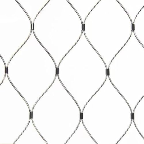 Edelstahl-Seilnetz, Flexibles Kabelgeländernetz, Fallschutznetz aus Edelstahl, wiederverwendbares multifunktionales Metallnetz (Silber - 8 cm, 1 x 1 m)(Silver-8cm,1x2m) von GGFFJ
