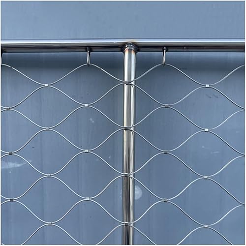 Edelstahl-Seilnetz, Flexibles Kabelnetz, 1,5 mm Drahtdurchmesser, Diebstahlschutz- und Fallschutznetz, leicht zu schneidendes multifunktionales Metallnetz (Silber - 8 cm, 2 x 10 m)(Silver-8cm,1x2m) von GGFFJ