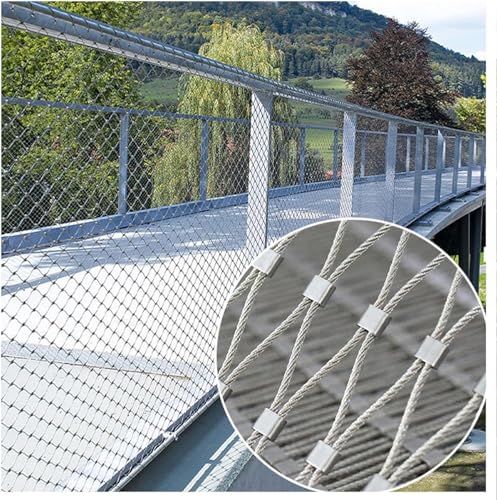 Edelstahl-Seilnetz 304 Drahtseilnetz, Schutznetze aus gewebtem Drahtgeflecht for Kindergärten, Sicherheitsnetzzaun, multifunktionales Metallgeflecht (1 x 1 m)(1x2m) von GGFFJ