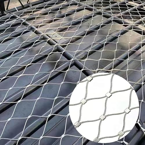 Seilnetz aus Edelstahl 304, schlagfestes Drahtseilnetz, gewebtes Metallnetz, Tierkäfignetz, multifunktionales Metallnetz (2 x 10 m)(1x2m) von GGFFJ