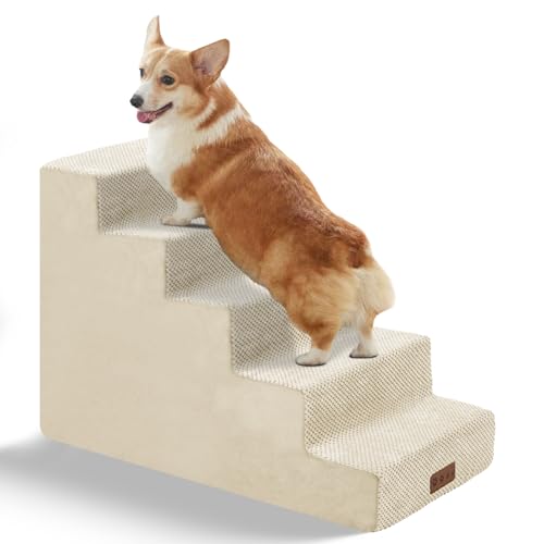 GGIB Hundetreppe für kleine Hunde, Haustiertreppe für Sofa, Couch, Hunderampe, Haustiertreppe mit abnehmbarem, waschbarem Bezug, Beige, 55,9 cm hoch, 5 Stufen GGIB Hundetreppe für kleine Hunde, Haustiertreppe für Sofa, Couch, Hunderampe, Haustiertreppe mit abnehmbarem, waschbarem Bezug, Beige, 55,9 cm hoch, 5 Stufen von GGIB