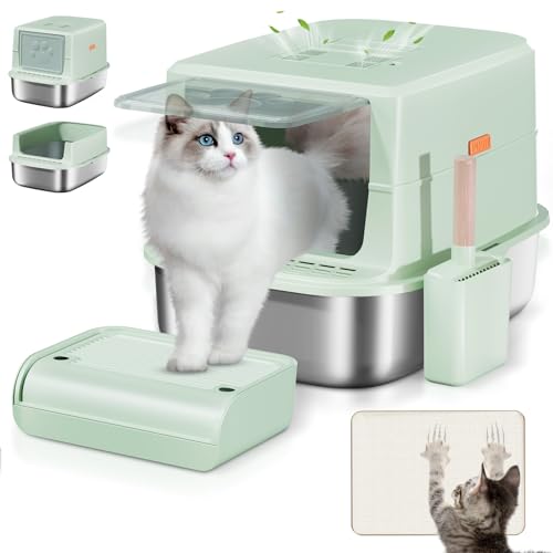 XXL Katzentoilette Edelstahl,Robuste Katzenklo Mit Katzenstreumatte, Halbgeschlossen Katzenklo Edelstah,Spaten Mit Holzgriffniemals, Großes Fassungsvermögen Für Leichtere Reinigun XXL Katzentoilette Edelstahl,Robuste Katzenklo Mit Katzenstreumatte, Halbgeschlossen Katzenklo Edelstah,Spaten Mit Holzgriffniemals, Großes Fassungsvermögen Für Leichtere Reinigun von GGII