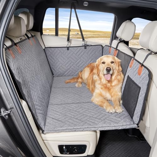 GGW Hundeauto-Bett mit Hartschalen-Platte [Schwarz] – XL-Liegefläche (132x63,5cm), 40 kg Tragkraft, Rutschfester Oxford-Stoff für SUV/Kombi/Pick-up (Grau, Allgemein) von GGW