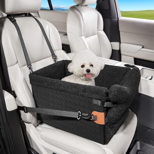 Hunde Autositz für kleine bis mittlere Hunde, Waschbarer hundesitz Auto mit Aufbewahrungstaschen,Ansteckbare Leine,verdickter Sitzerhöhung Hundebett Auto für Rückbank Vordersitz (schwarz, Große) von GGW