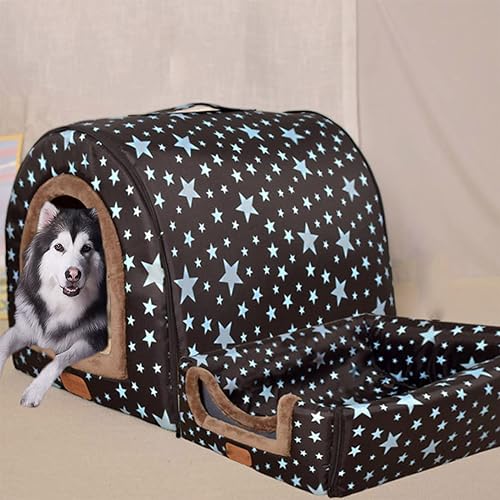 Extra großes Hundebett, faltbar, 2-in-1, Hundesofa, Kissen, wasserdicht, Anti-Angst, Haustierheim, abnehmbar, waschbar (3XL, 105 x 80 x 78 cm, C) von GGoty