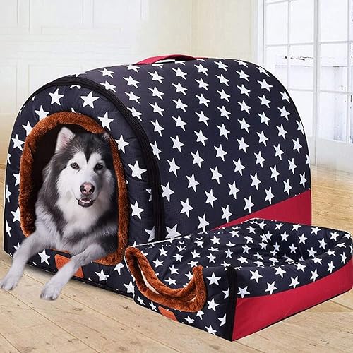 Extra großes Hundebett, faltbar, 2-in-1, Hundesofa, Kissen, wasserdicht, Anti-Angst, Haustierheim, abnehmbar, waschbar (3XL 105 x 80 x 78 cm, B) von GGoty