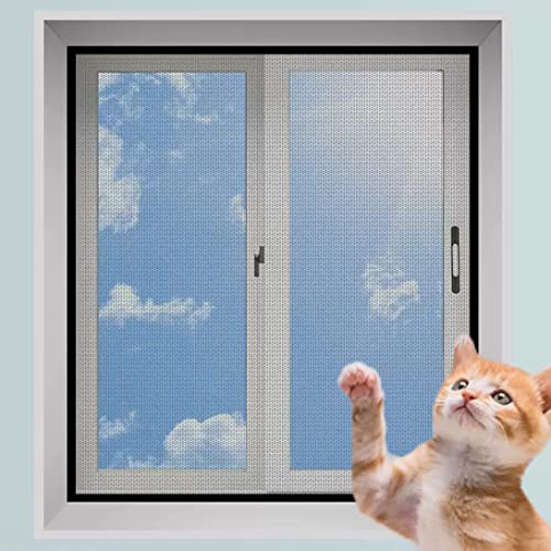 Fliegengitter für Katzenfenster, Mesh, Anti-Moskitonetz, Katzenfensterschutz für Katzen, kratzfest, Katzen-Balkonnetze, Haustierschutznetz (120 x 120 cm, schwarz + grau) von GGoty