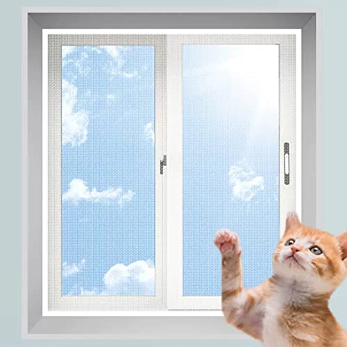Fliegengitter für Katzenfenster, Mesh, Anti-Moskitonetz, Katzenfensterschutz für Katzen, kratzfest, Katzen-Balkonnetze, Haustierschutznetz (160 x 160 cm, weiß + weiß) von GGoty
