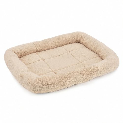 GGoty Haustier-Hundebett, mittelgroß, weiches Fleece-Haustierkissen, Lammwolle, Hundekissen, beruhigender Katzen-Schlafkorb, rutschfestes Bett für Katzen, Welpen, S (40 x 28 cm), Beige von GGoty