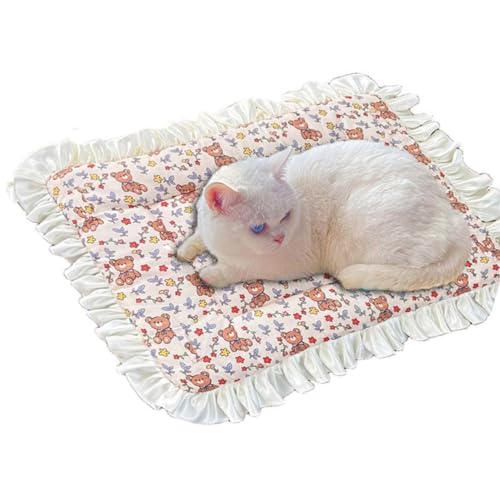 GGoty Katzenmatratze Hundebett-Matte, Haustierbett-Matratze, waschbar, Welpenmatte, Kissen, doppelseitig, Haustierkissen für kleine Hunde/Katzen für den Innenbereich (S-50 x 35 cm, Bär-B) von GGoty