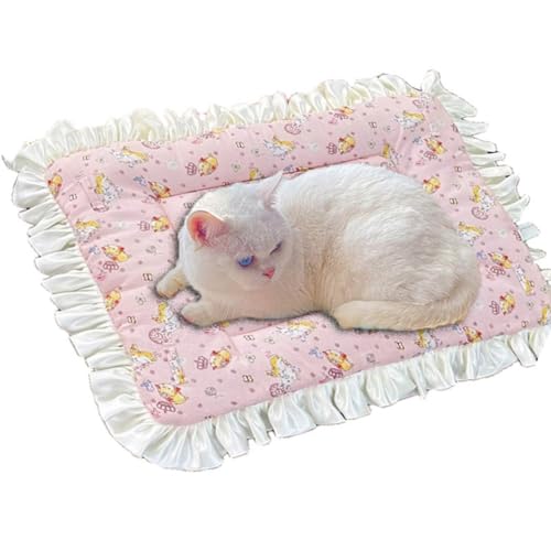 GGoty Katzenmatratze und Hundebett-Matte, Haustierbett-Matratze, waschbar, Welpenmatte, Kissen, doppelseitig, Haustierkissen für kleine Hunde/Katzen für den Innenbereich (XS, 40 x 22 cm, Rosa-A) von GGoty