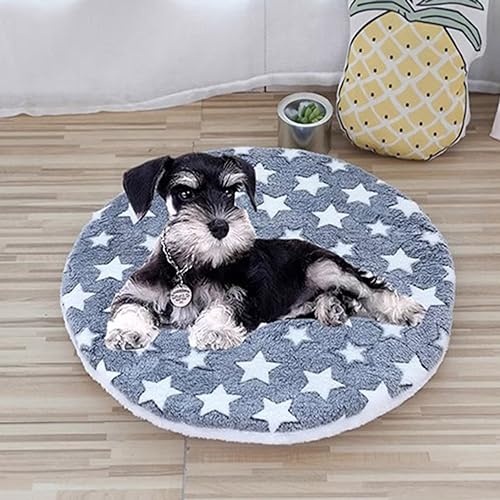 GGoty Rundes Hundebett, Fleece, Kissen, doppelseitige Katzen-/Hundematratze, warme Hundekäfig-Matte für kleine Haustiere, Katzen, Welpen, waschbar (2 Stück, M (50 cm), A) von GGoty