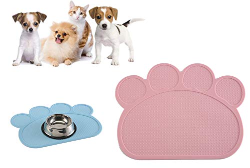GGoty Silikonmatte Hund Fütterungsmatte rutschfeste wasserdichte Anti-Unordnung Fütterungsmatte für Futter- und Wassernäpfe (Rosa) von GGoty