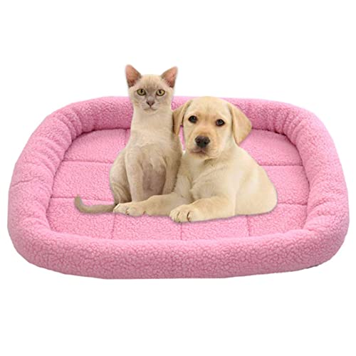 GGoty Weiche kleine Hundebett-Matratze, warmes Fleece-Hundematte, Haustierkissen, waschbar, rutschfest, Katzen-Schlafbett für Welpen, Katzen, Hund (50 x 40 cm, Rosa) von GGoty