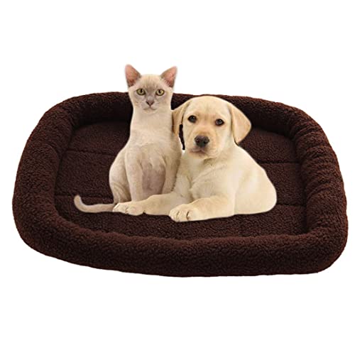 GGoty Weiche kleine Hundebett-Matratze, warmes Fleece-Hundematte, Haustierkissen, waschbar, rutschfest, Katzen-Schlafbett für Welpen, Katzen, Hund (75 x 60 cm, Braun) von GGoty