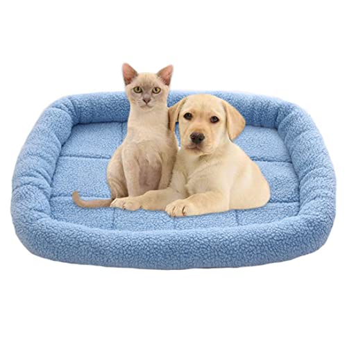 GGoty Weiche kleine Hundebett-Matratze, warmes Fleece-Hundematte, Haustierkissen, waschbar, rutschfest, Katzen-Schlafbett für Welpen, Katzen, Hund (75 x 60 cm, blau) von GGoty