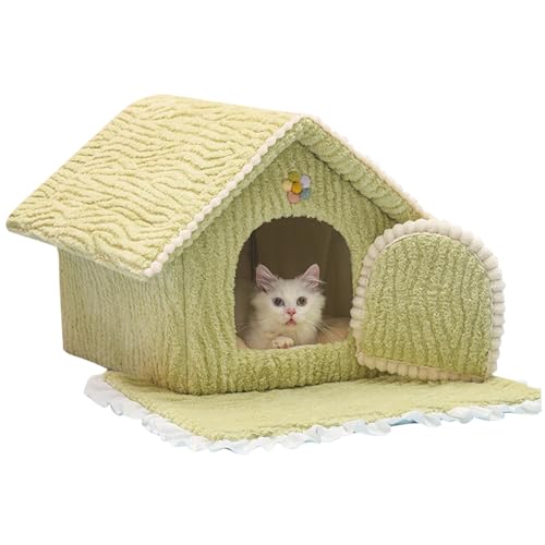 Katzenbetthaus, 19.7x15.6x17, 32 Zoll abnehmbares Innenkatze mit Kissen, weiche Slip -Höhlenbett Waschbare niedliche Höhlen für Innenkatzen Hunde Grün grün Katzenbetthaus, 19.7x15.6x17, 32 Zoll abnehmbares Innenkatze mit Kissen, weiche Slip -Höhlenbett Waschbare niedliche Höhlen für Innenkatzen Hunde Grün grün von GGpone