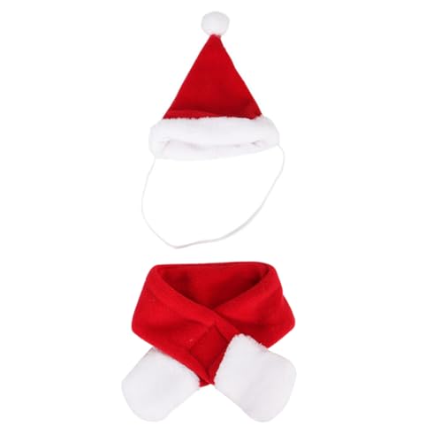 Weihnachtstierkostüm Weihnachtsmütze mit Schal Haustier Katze Katze Outfit Set für Welpenhunde Santa Hut von GGpone