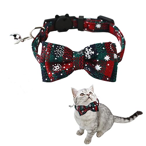 Hundehalsband Weihnachten, Weihnachts Kariertes Hundehalsband mit Schleife, Katzenhalsband, Weihnachten Hundehalsband Verstellbare für Hunde Katzen und Andere Haustiere von GHEART