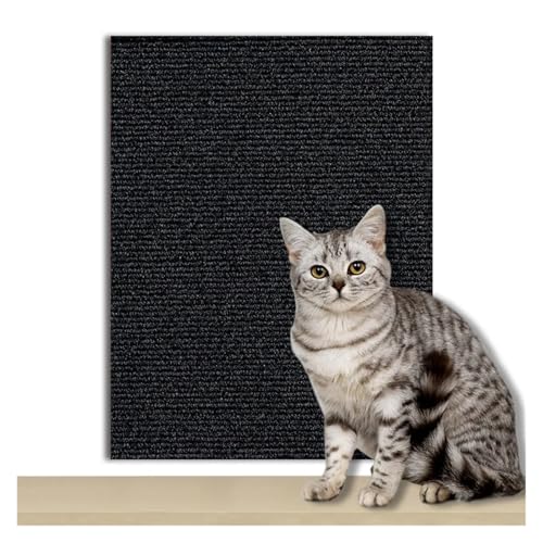Kratzmatte Katze Selbstklebender Teppich for Katzen, Kratzbrett, Wandschutz, Anti-Katzenkratz-Sofa, DIY-Katzenkratzbrett, Sofaschutz, trimmbar(Black,40x100cm) von GHHZML