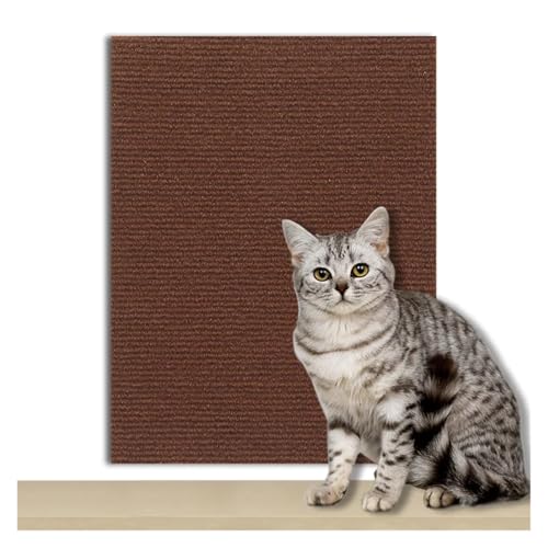 Kratzmatte Katze Selbstklebender Teppich for Katzen, Kratzbrett, Wandschutz, Anti-Katzenkratz-Sofa, DIY-Katzenkratzbrett, Sofaschutz, trimmbar(Brown,40x100cm) von GHHZML