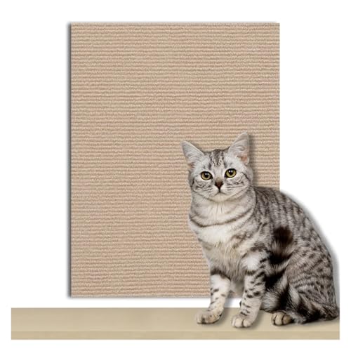 Kratzmatte Katze Selbstklebender Teppich for Katzen, Kratzbrett, Wandschutz, Anti-Katzenkratz-Sofa, DIY-Katzenkratzbrett, Sofaschutz, trimmbar(Khaki,40x300cm) von GHHZML
