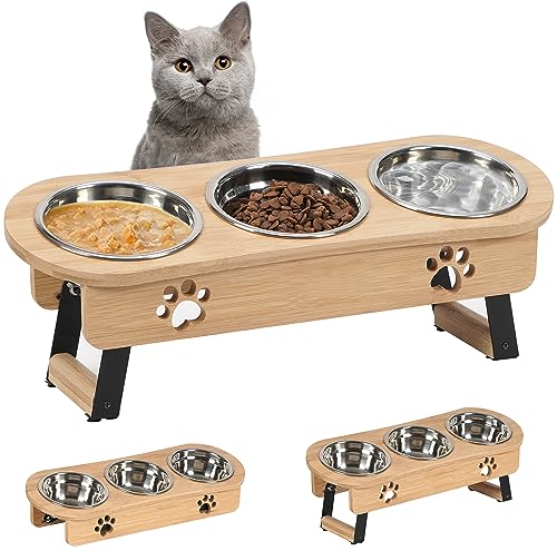 GHIAKQYT Erhöhte Futternäpfe - Futterstation Katzen 3 Näpfe Erhöht, Katzennapf Höhenverstellbar, Fressnapf Futterbar mit Ständer Edelstahl Näpfe für Wasser Futter - Futternapf für Katzen GHIAKQYT Erhöhte Futternäpfe - Futterstation Katzen 3 Näpfe Erhöht, Katzennapf Höhenverstellbar, Fressnapf Futterbar mit Ständer Edelstahl Näpfe für Wasser Futter - Futternapf für Katzen von GHIAKQYT