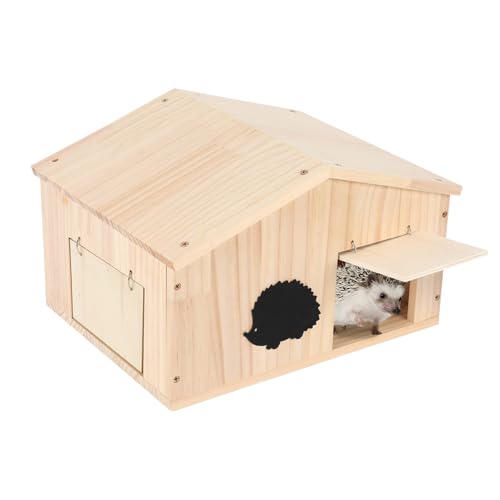 Holzhaus Igelhaus mit Mäuseschutzklappe, Katzensicher Igelfutterhaus mit wetterfestem Satteldach, Winddicht Groß Igelunterkünfte für den Außenbereich, Garten Holzhaus Igelhaus mit Mäuseschutzklappe, Katzensicher Igelfutterhaus mit wetterfestem Satteldach, Winddicht Groß Igelunterkünfte für den Außenbereich, Garten von GHIBFBT