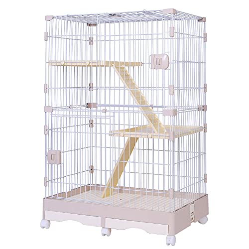 GHKFEJGDEN Großer Katzenkäfig Indoor Katzenlaufstall - Luxuriöser 2-stöckiger Katzenhütte Condo Katzenkäfig Inklusive 2 verstellbaren Sitzregalen für Hamster & Rennmäuse mit einem großen Wohnraum von GHKFEJGDEN