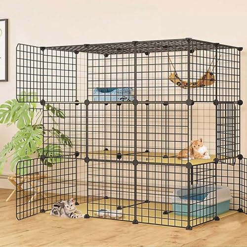 GHKFEJGDEN Großer Katzenkäfig für den Innenbereich, Katzenkäfig, Zwinger, Katzengehege, Frettchenkäfig, Laufstall, Katzenzaun, Katzenkäfig mit Katzentoilette, abnehmbarer Haustier-Trainingsplatz mit von GHKFEJGDEN