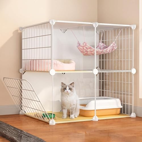 GHKFEJGDEN Katzengehege, Kätzchenkäfig für Indoor-Katzen, Katzenkäfig, Zubehör, abnehmbare Metalldraht, Hundekäfig, Katzenkiste, Haustierkäfige für Katzen (Farbe: Weiß, Größe: 74,9 cm L x 38,9 cm B x von GHKFEJGDEN