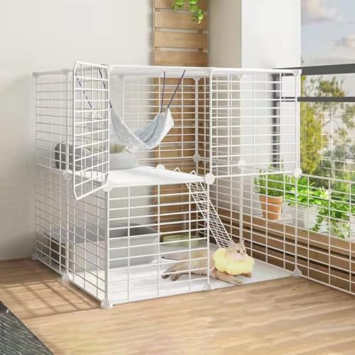 GHKFEJGDEN Katzengehege, harte Katzentragetasche, Chinchilla-Käfig, Outdoor-Katzenkäfig, faltbar, für den Innenbereich, großes Katzenhaus mit Leiter und Hängematte (Größe: 75 x 75 x 73 cm) von GHKFEJGDEN