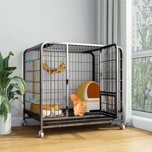 GHKFEJGDEN Katzenkäfig, Katzenkäfig, Haustierkäfig mit Rollen, Katzenkäfig mit Tabletts, Chinchillas, Katzenkäfige, Großer Katzenkäfige (Größe 70 x 54 x 78 cm) von GHKFEJGDEN