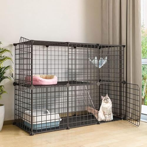 GHKFEJGDEN Katzenkäfig, Katzenkäfig für den Innenbereich, DIY-Katzenzaun, abnehmbarer Metalldraht, großer Spielplatz, mehrere Größen für Katzenkäfige (Größe: 111 x 39 x 73 cm) von GHKFEJGDEN